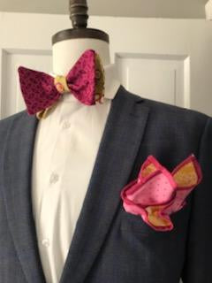 Rose print and mixed print reversible bowtie set (Fatbow)