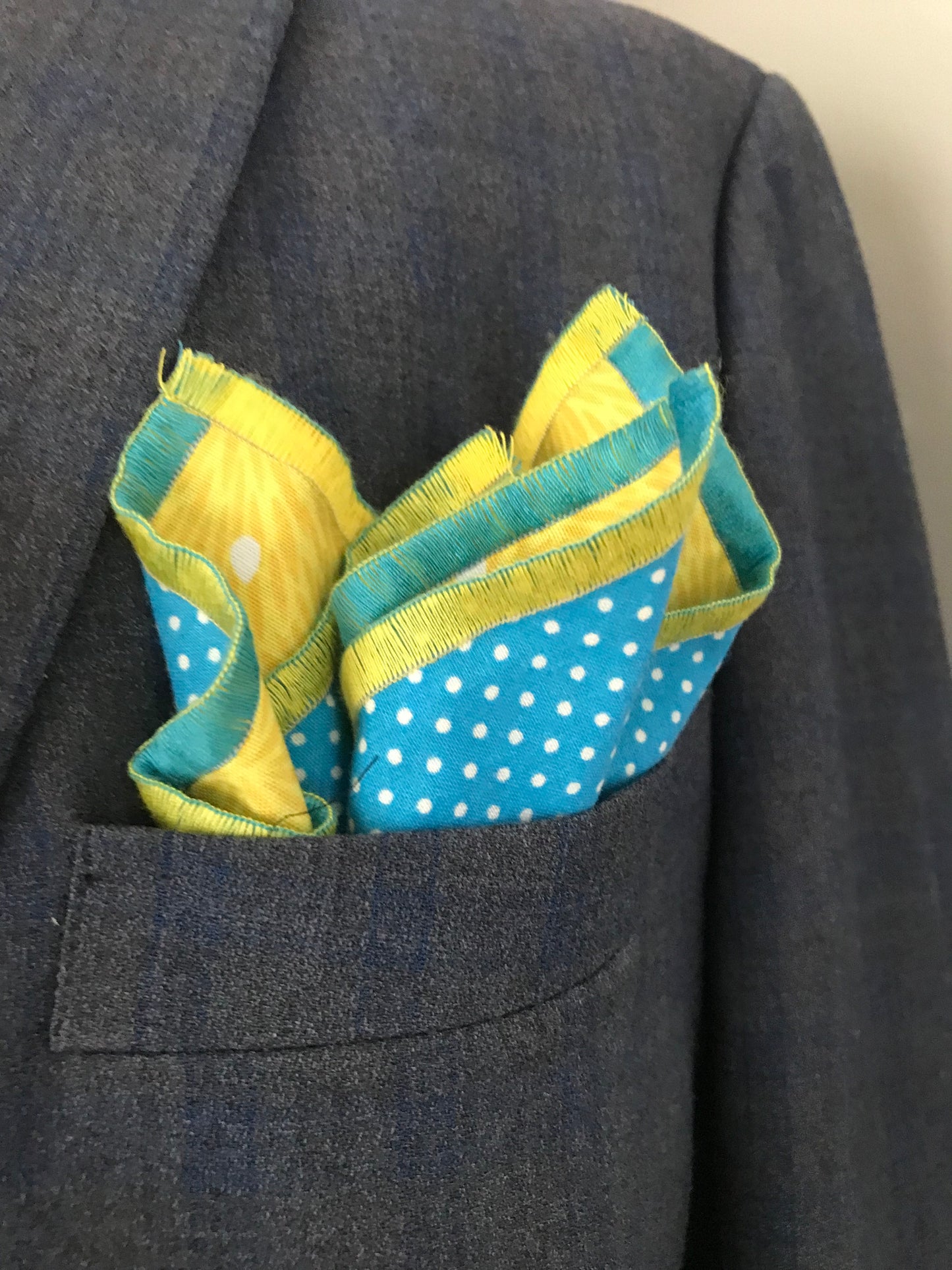 Yellow and teal print Bowtie Set (FATBOW)