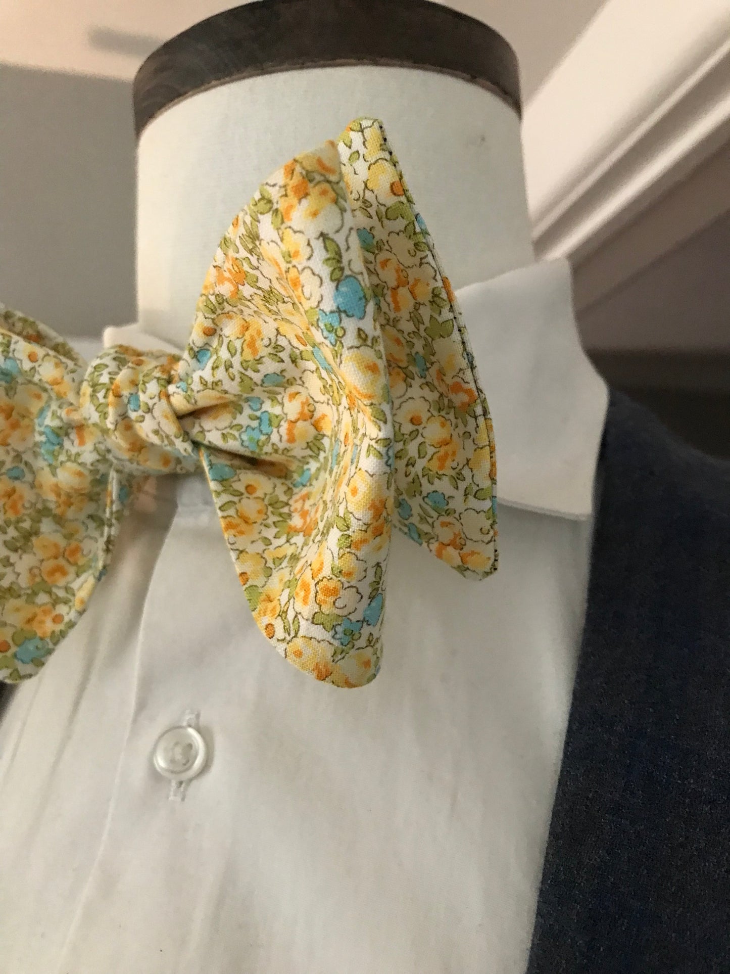 Yellow and teal print Bowtie Set (FATBOW)