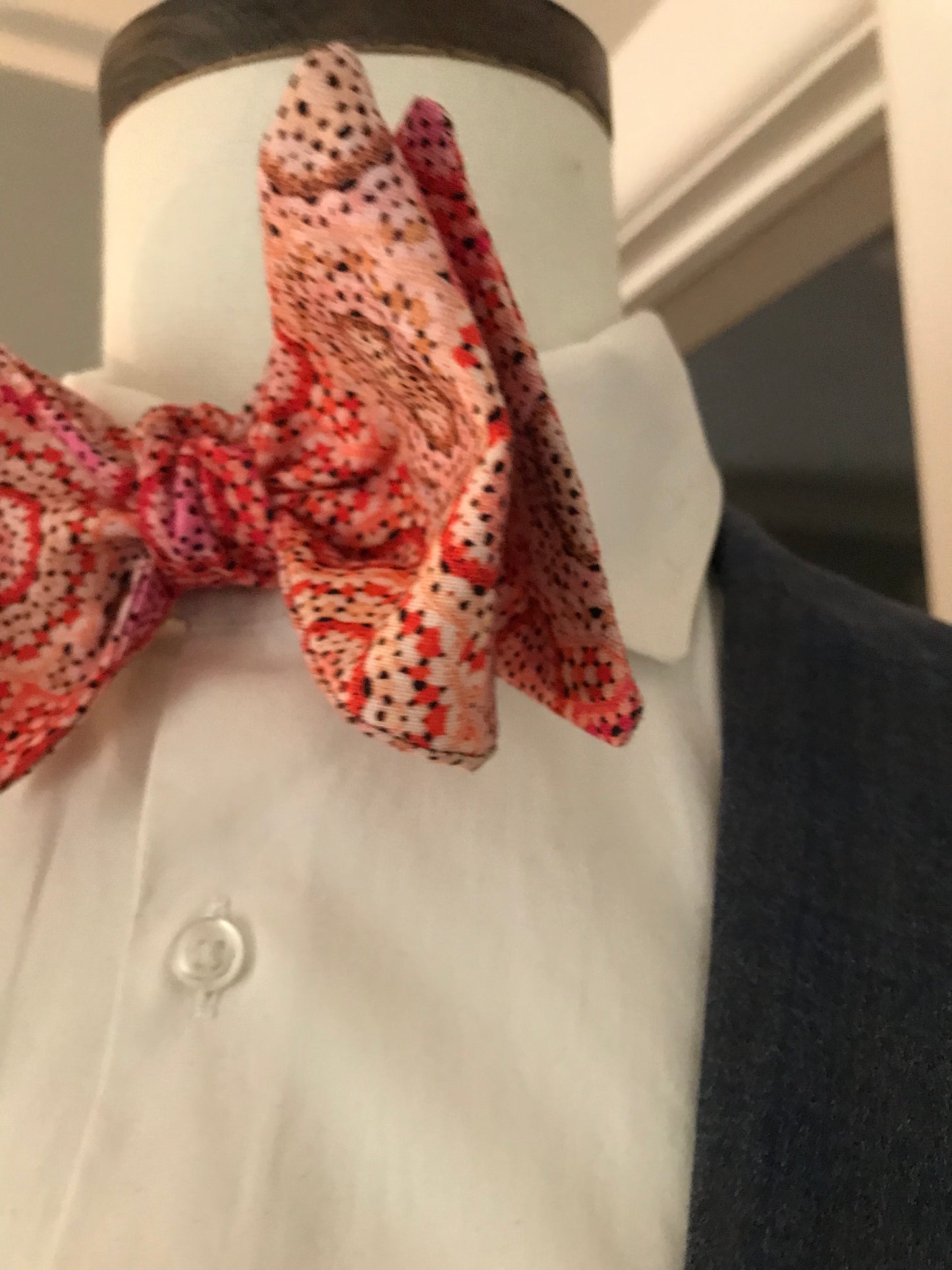Rosey red print Bowtie Set (FATBOW)
