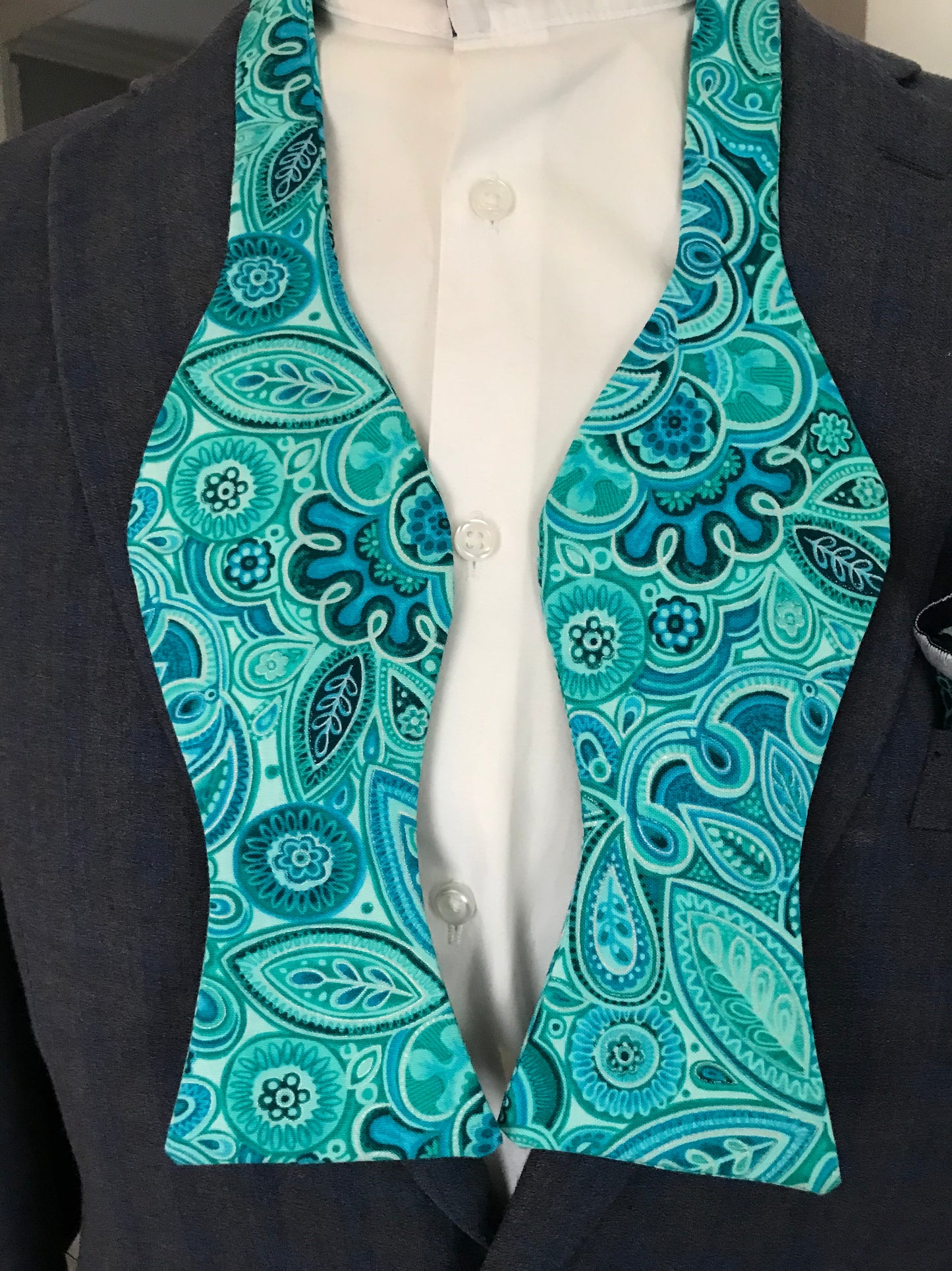 Teal paisley print Bowtie Set (FATBOW)