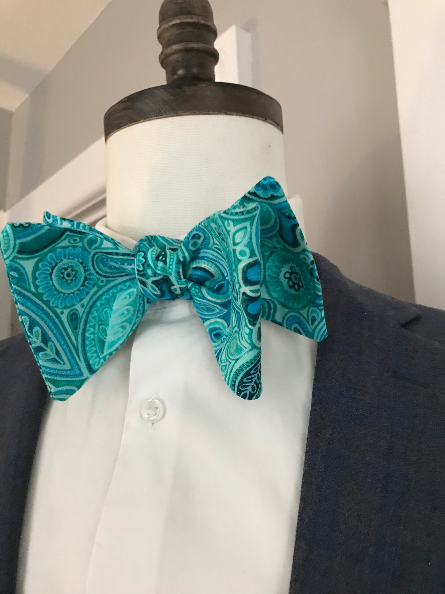 Teal paisley print Bowtie Set (FATBOW)