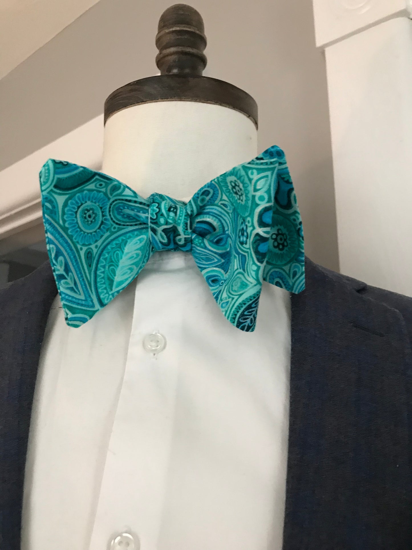 Teal paisley print Bowtie Set (FATBOW)