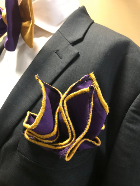 Purple and Gold solid Bowtie Set