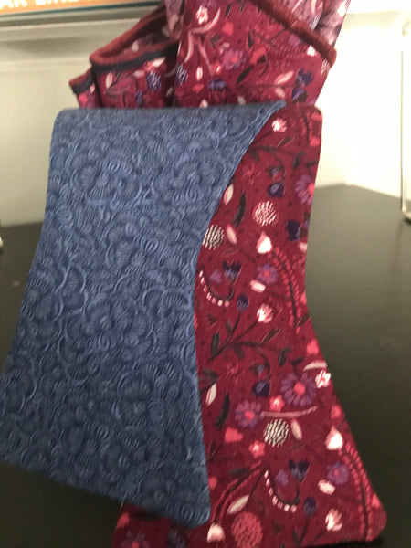 Blue Paisley and burgundy print Bowtie Set