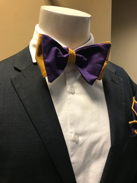 Purple and Gold solid Bowtie Set