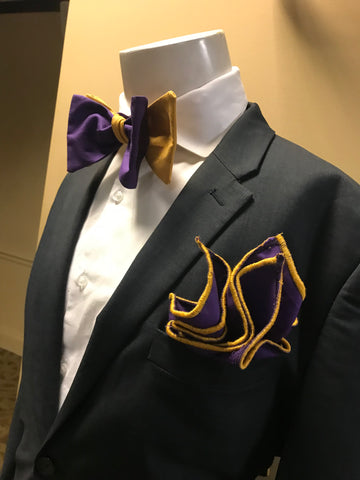 Purple and Gold solid Bowtie Set