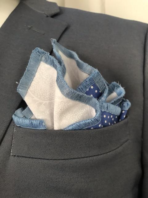 Steel blue print with baby blue print reversible bowtie set