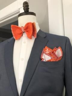 Orange and tangerine reversible bowtie set (Fatbow)