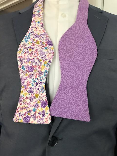 Lavender and flower print reversible bowtie set (Fatbow)