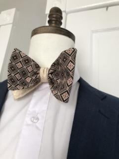 Brown and biege reversible bowtie set (Fatbow)