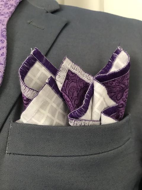 Purple print with Purple print reversible bowtie set (Traditional)