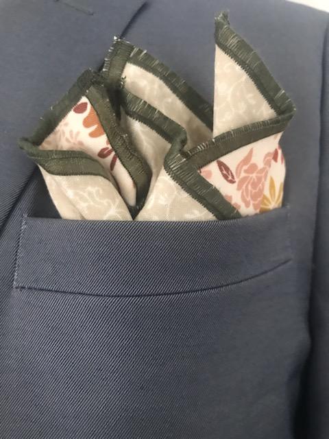 Green with tan and peach reversible bowtie set (Fatbow)