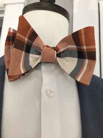 Brown and Grey plaid Bowtie set (Fatbow)