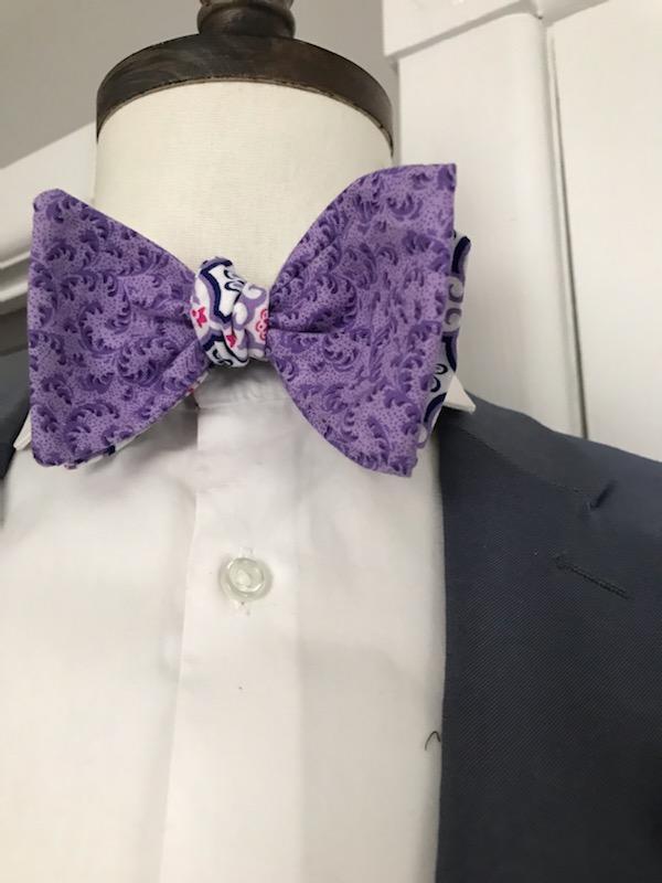 Purple print with Purple print reversible bowtie set (Traditional)