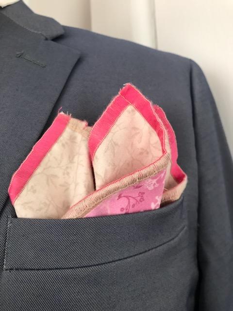 Pink print with yellow print reversible bowtie set (Fatbow)