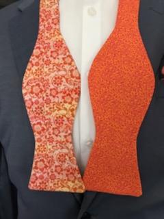 Orange and tangerine reversible bowtie set (Fatbow)