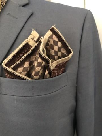 Brown paisley and brown print reversible bowtie set (Fatbow)