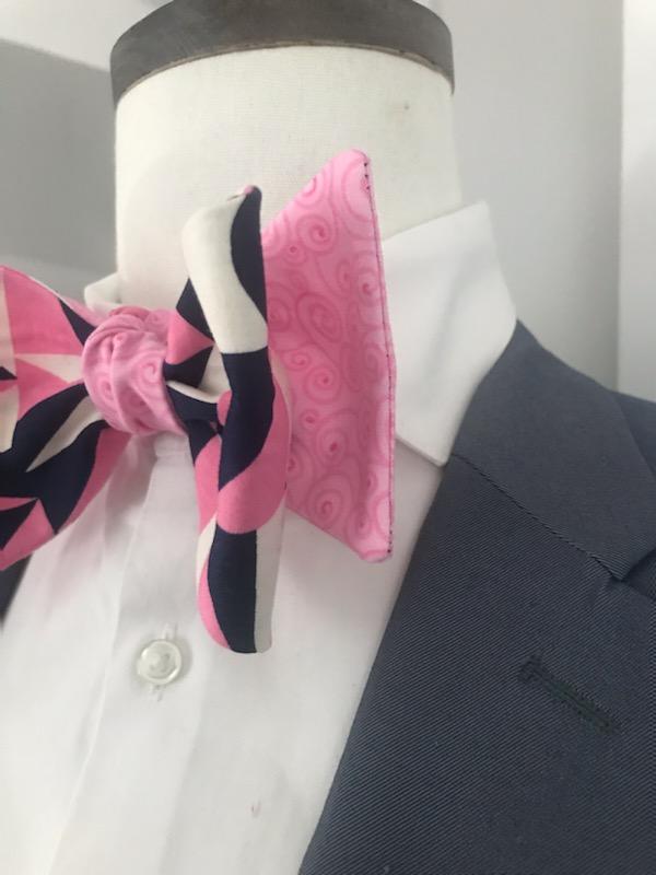 Pink and blue reversible bowtie set (Fatbow)