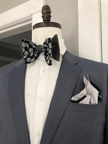 Black and white print reversible bowtie set (Fatbow)