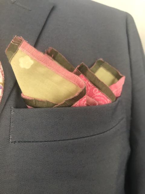 Pink print with a hint of green reversible bowtie set (fatbow)