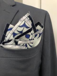 Royal blue dot and royal blue print reversible bowtie set