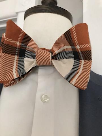Brown and Grey plaid Bowtie set (Fatbow)