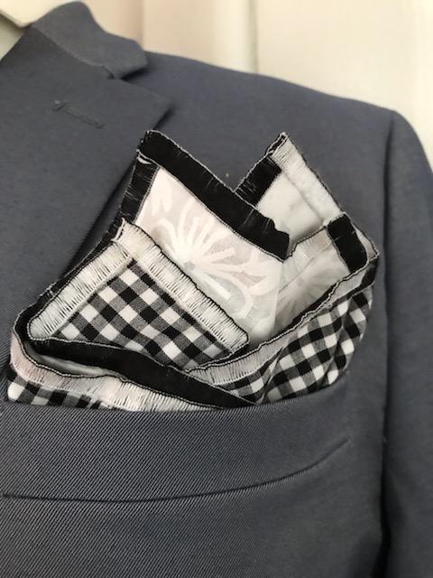 Black paisley and white and black print reversible bowtie set (Fatbow)