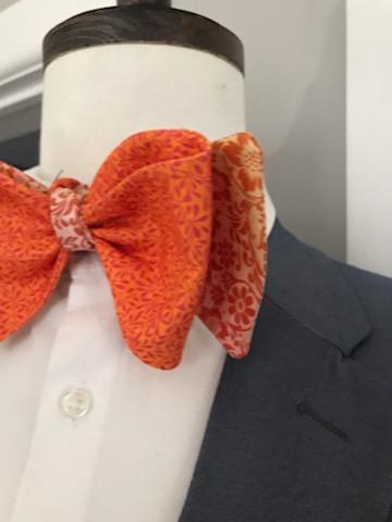 Orange and tangerine reversible bowtie set (Fatbow)