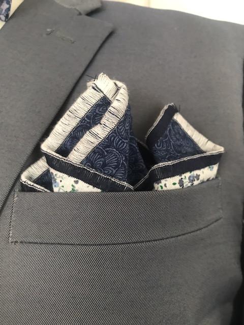 Steel Grey and blue Bowtie set (Fatbow)
