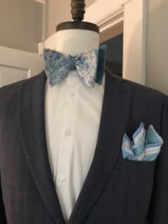 Coral blues reversible bowtie set (Fatbow)