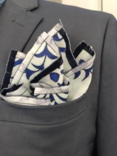 Royal blue dot and royal blue print reversible bowtie set