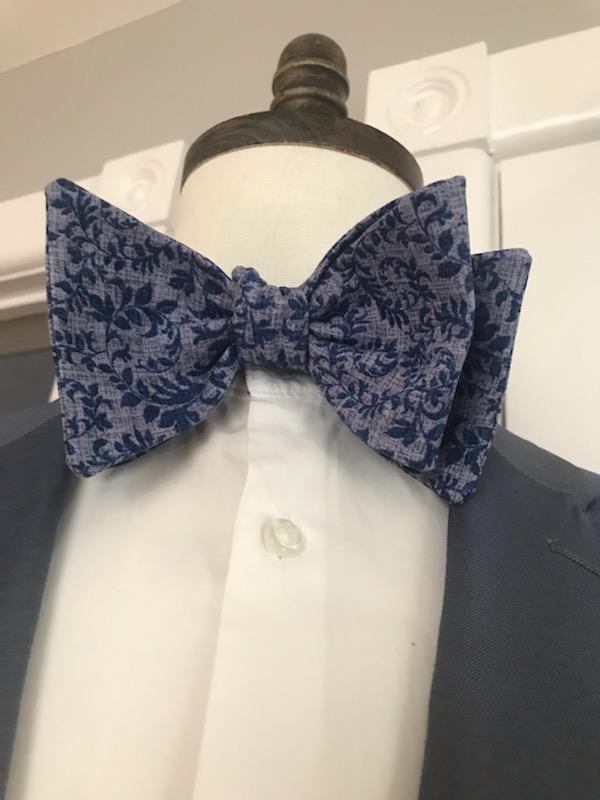 Steel Grey and blue Bowtie set (Fatbow)