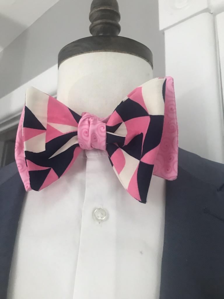 Pink and blue reversible bowtie set (Fatbow)