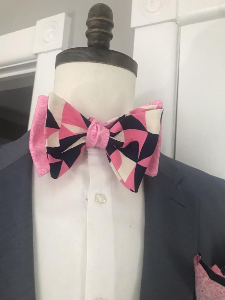 Pink and blue reversible bowtie set (Fatbow)