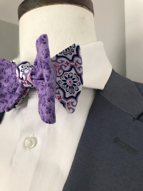 Purple print with Purple print reversible bowtie set (Traditional)