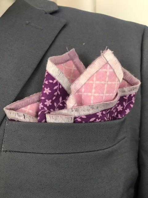 Lavender and flower print reversible bowtie set (Fatbow)