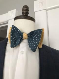 Deep gray and yellow reversible bowtie set (Fatbow)