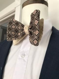 Brown and biege reversible bowtie set (Fatbow)