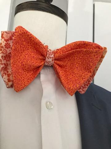 Orange and tangerine reversible bowtie set (Fatbow)