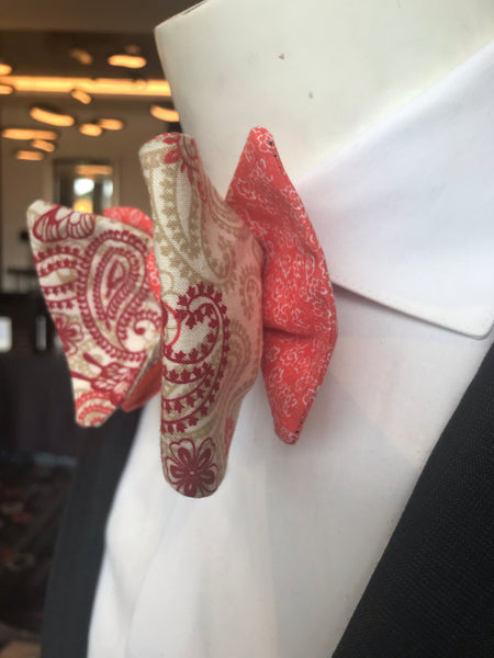 RED PAISLEY AND LT RED PRINT HANDMADE BOWTIE