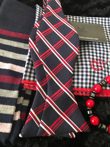 Blue and red  bow tie 4pc set
