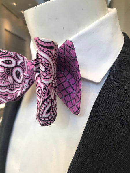 PURPLE PAISLEY PRINT HANDMADE BOWTIE