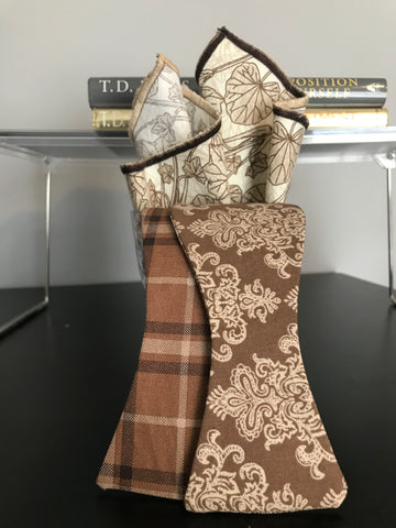 Brown plaid and brown print Bowtie Set