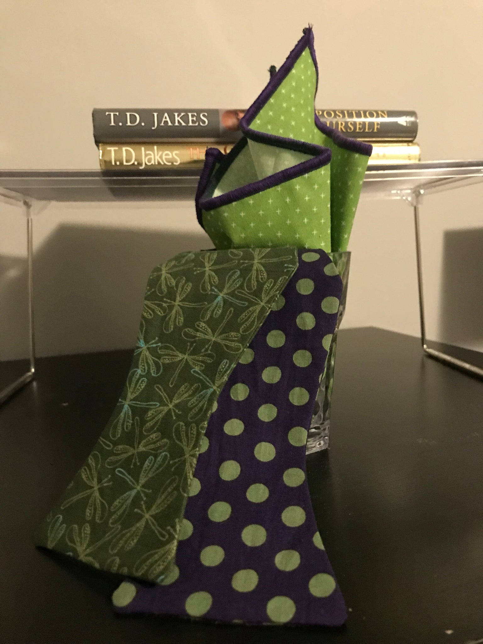 Green and Purple Dot Bowtie Set