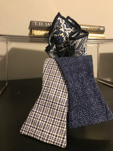 Blue check and Blue Dot Print Bowtie Set