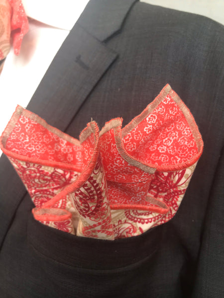 RED PAISLEY AND LT RED PRINT HANDMADE BOWTIE