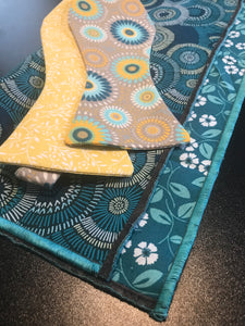 Teal Yellow and  Baby Blue Print Bow tie Set
