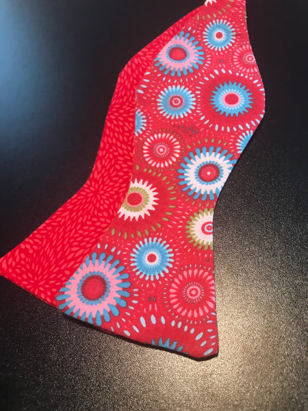 Red Pink and Baby Blue Print Bowtie Set