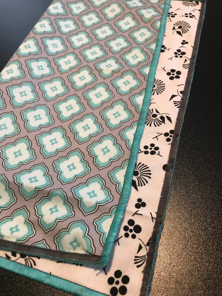 Teal / Black and White Print Bowtie Set